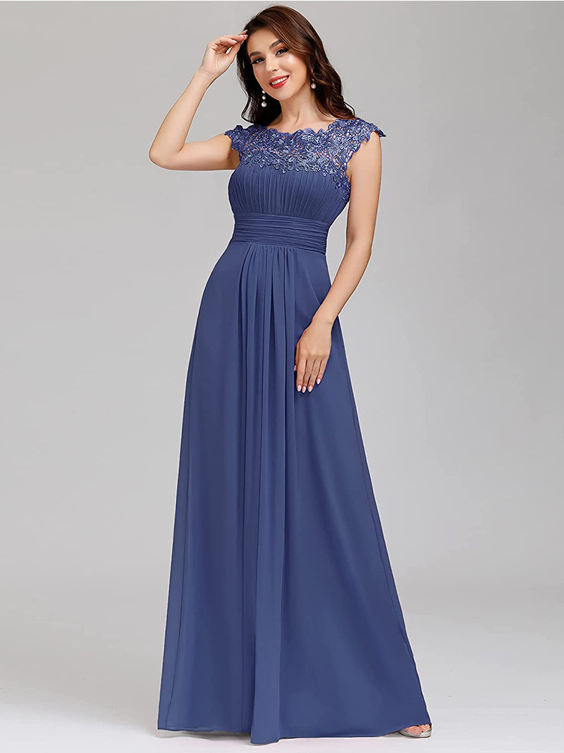 Elegant Floor Length Chiffon Empire Waist Evening Gown  Bridesmaid Long Dresses